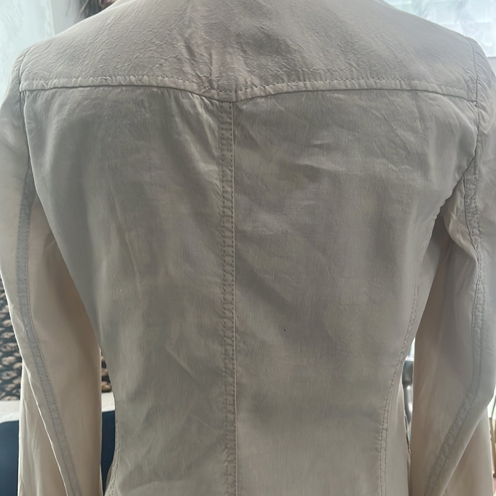 Elie Tahari Linen Blend Peplum Jacket Cream XS Hidden Button - Picture 9 of 12
